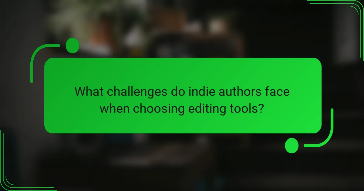 What challenges do indie authors face when choosing editing tools?
